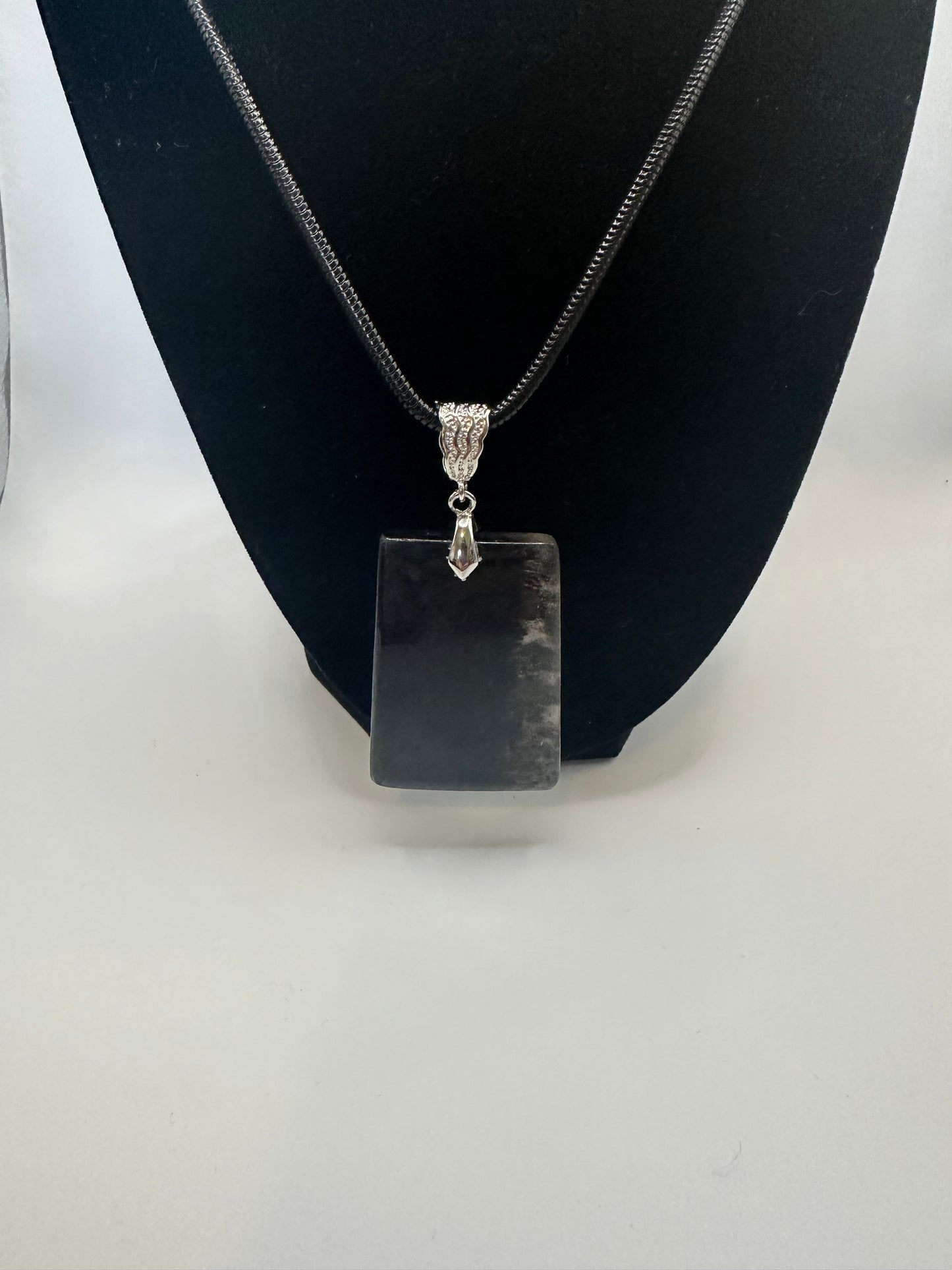 Black Agate with quartz necklace