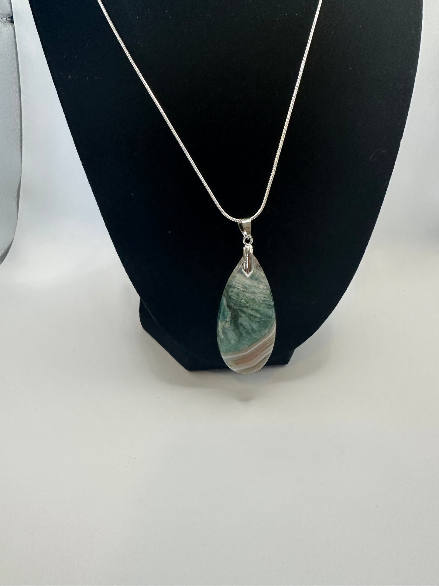 Banded agate pendant with sterling silver chain