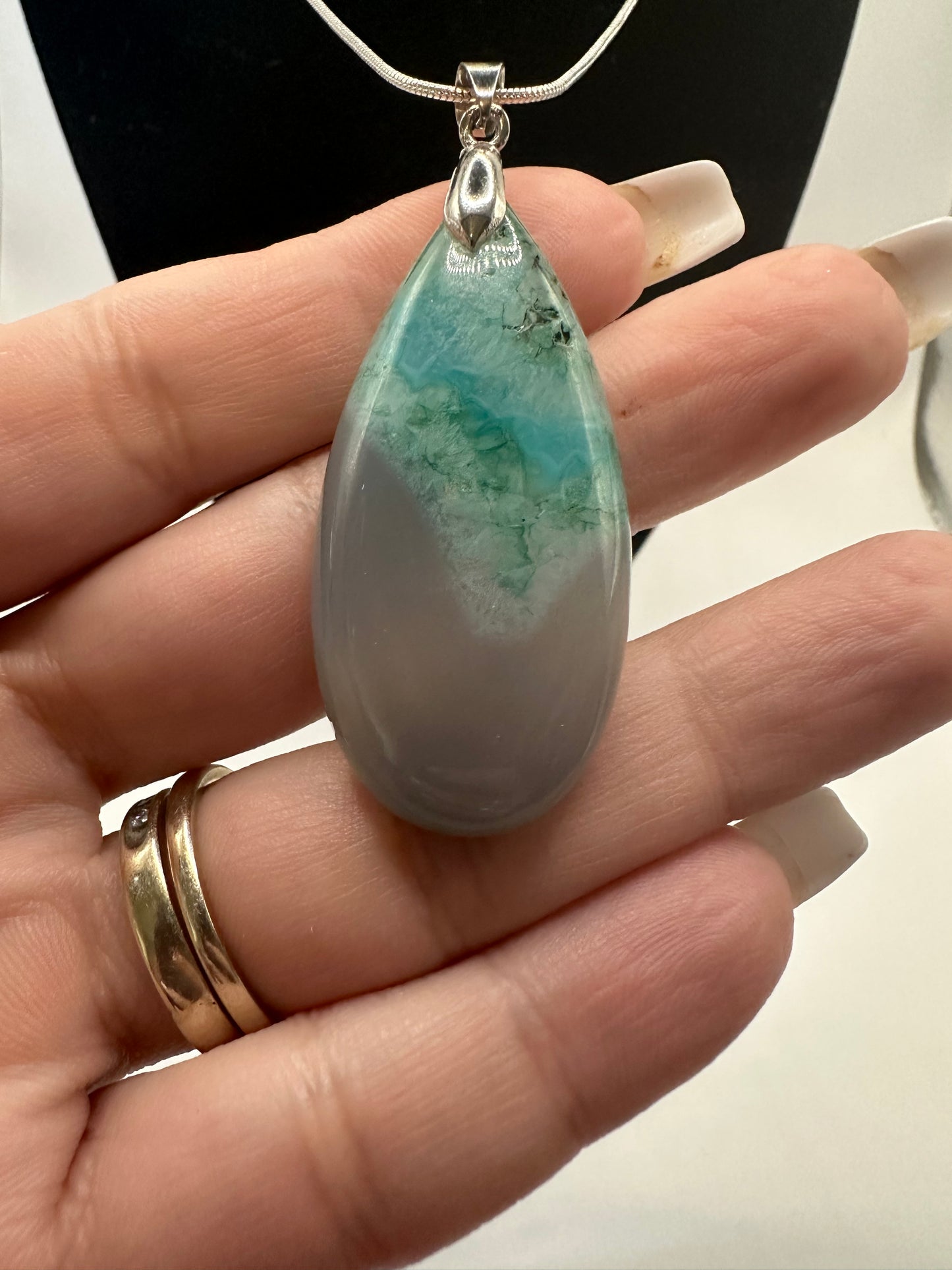 Banded agate pendant on sterling silver chain