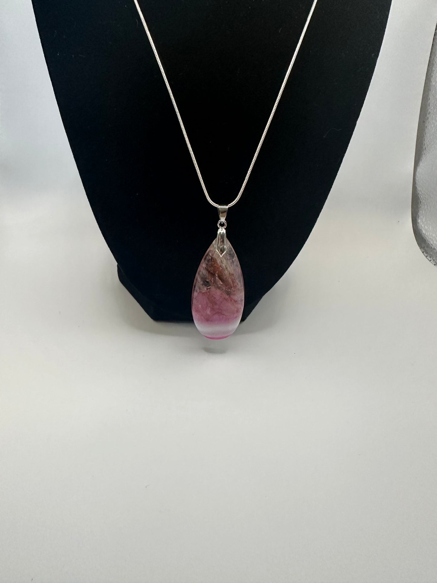 Banded agate necklace with sterling silver chain