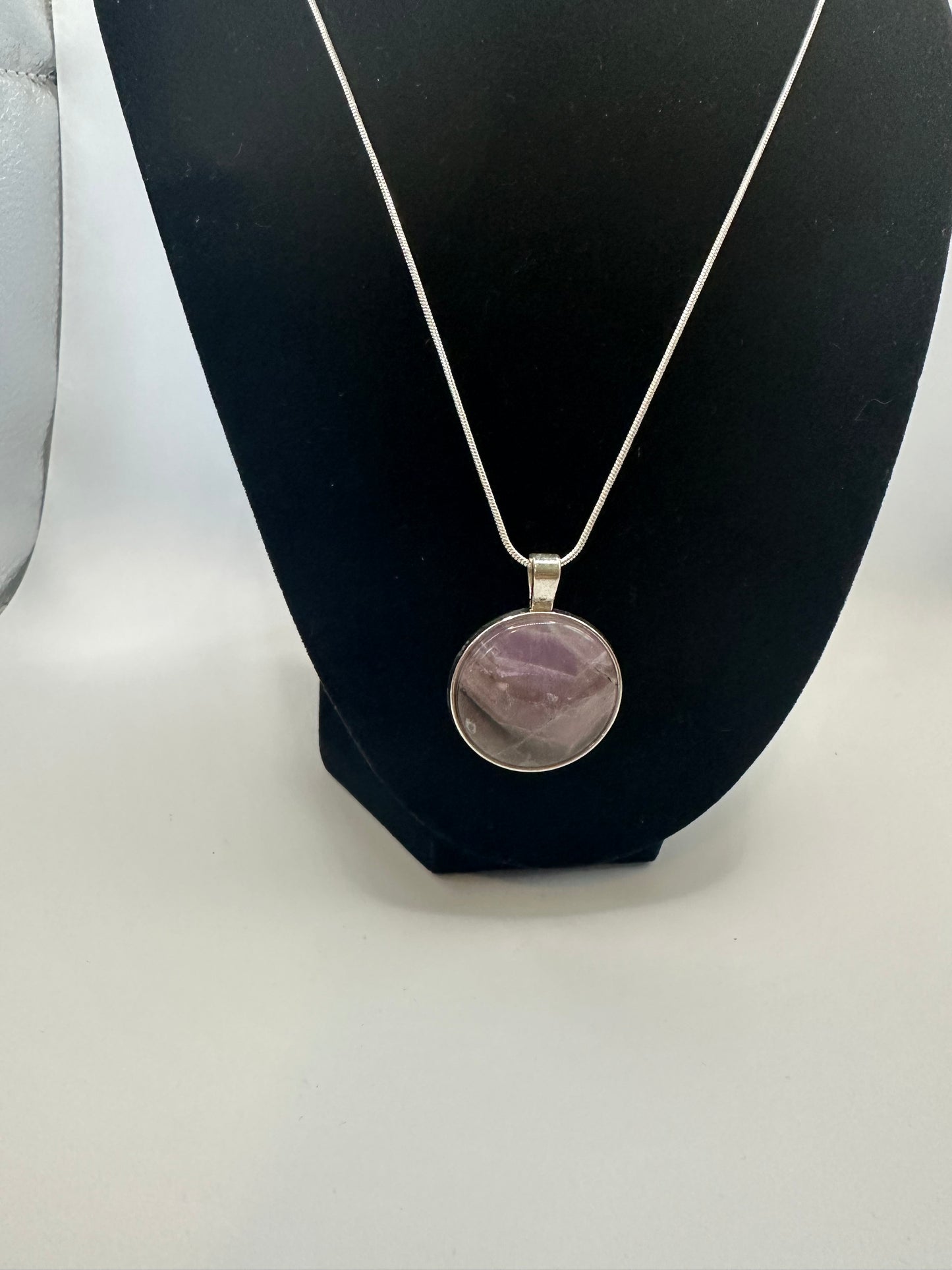 Amethyst pendant with sterling silver chain