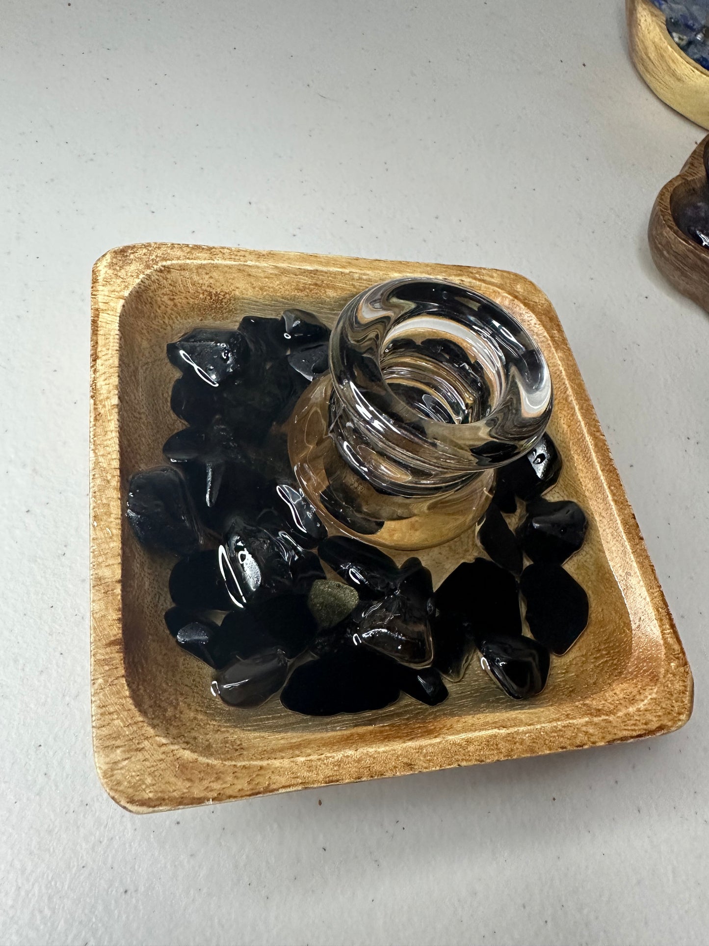 Obsidian candle holder