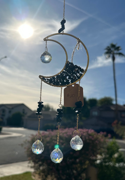 Obsidian moon suncatcher