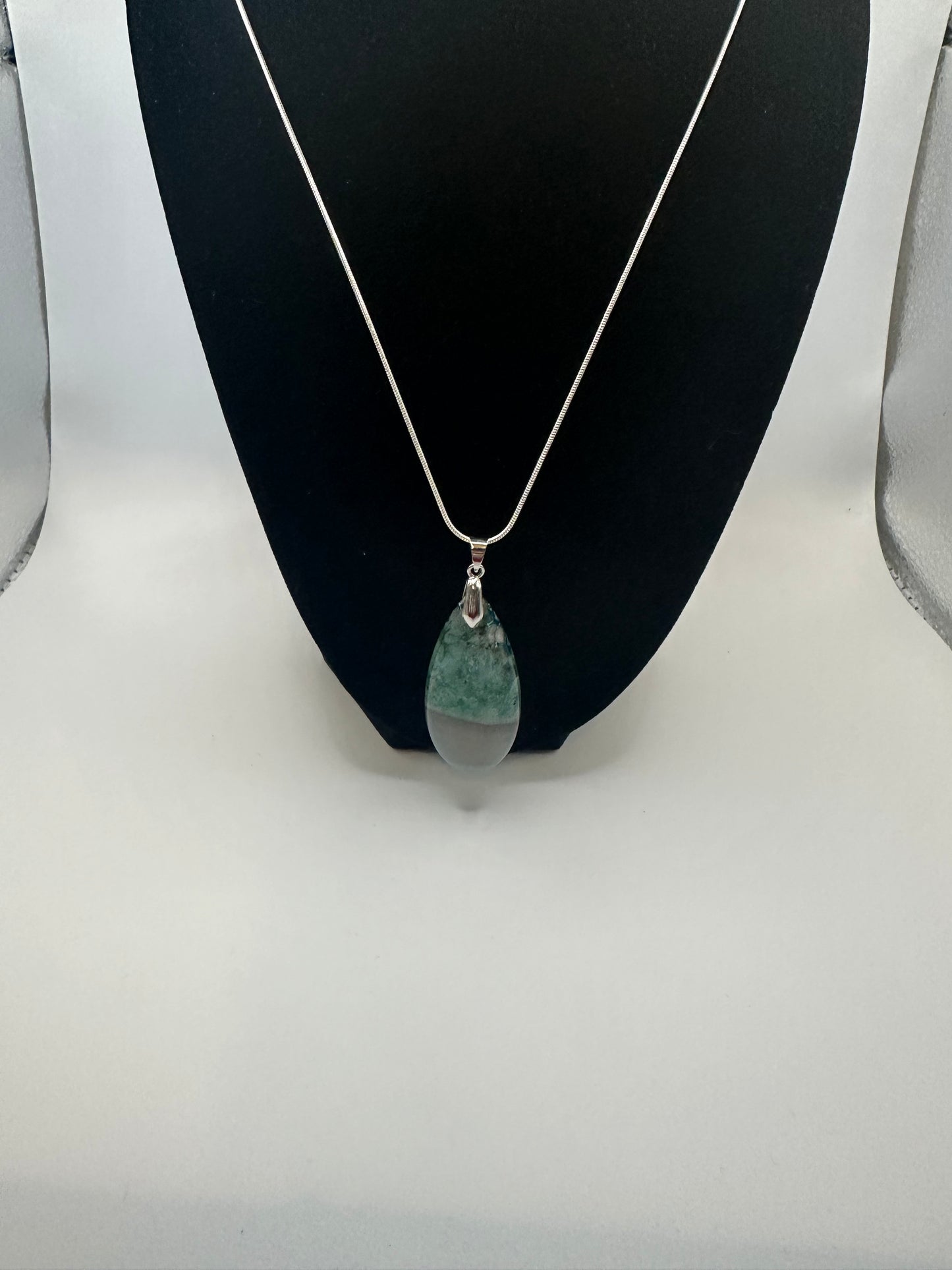 Banded agate pendant with sterling silver chain