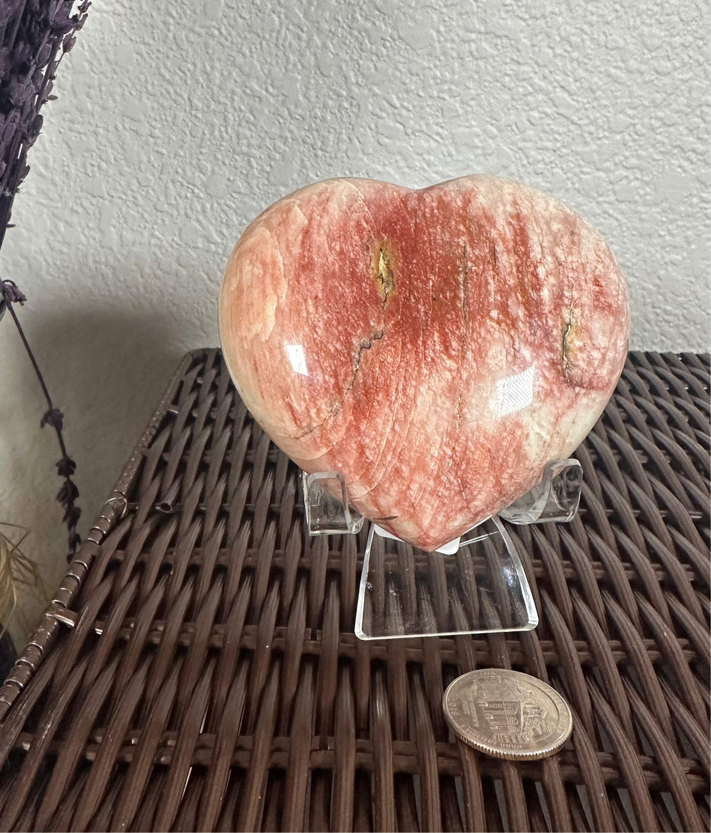 Feldspar heart with moonstone