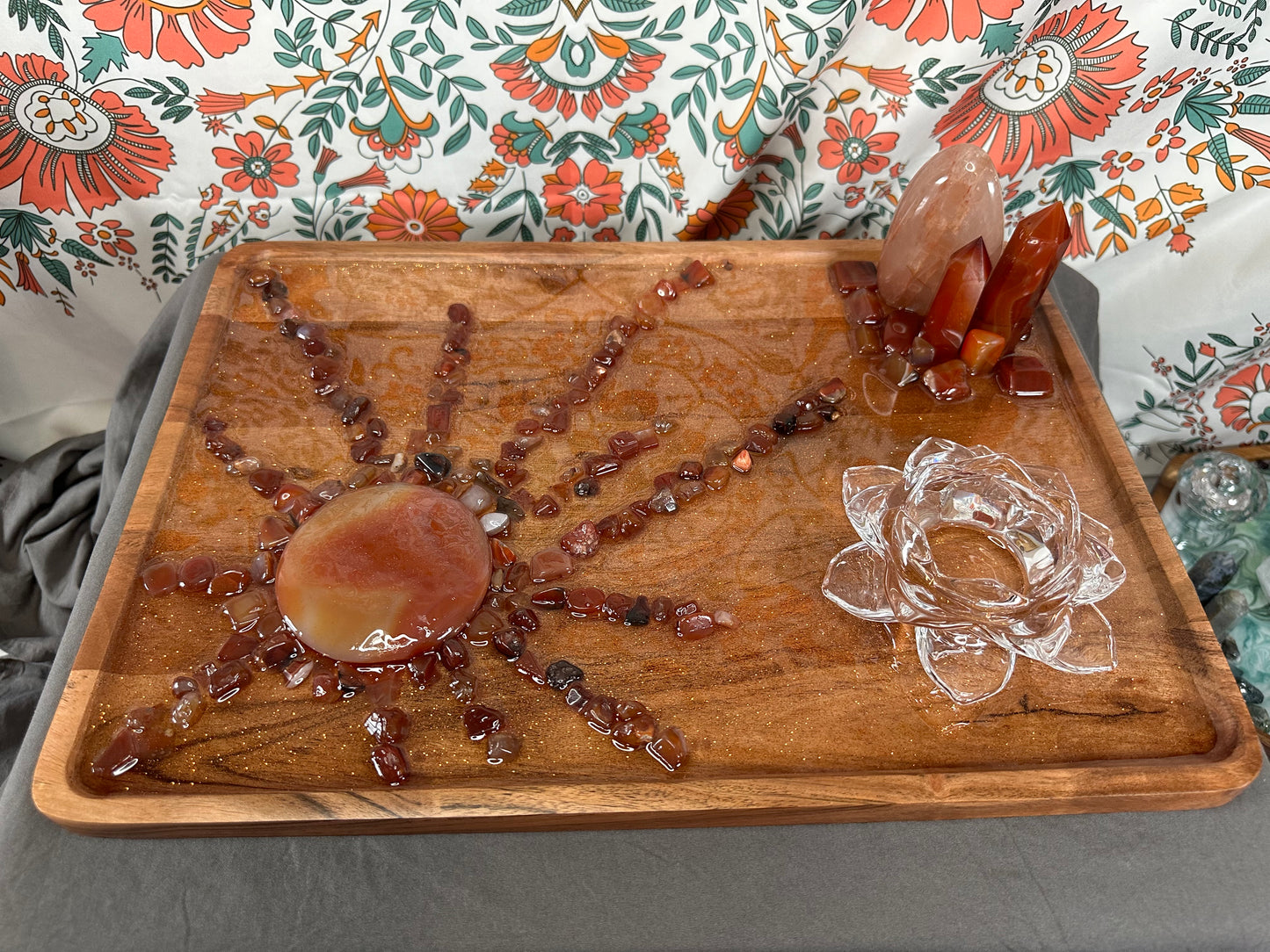 Carnelian sun tray and tea light holder