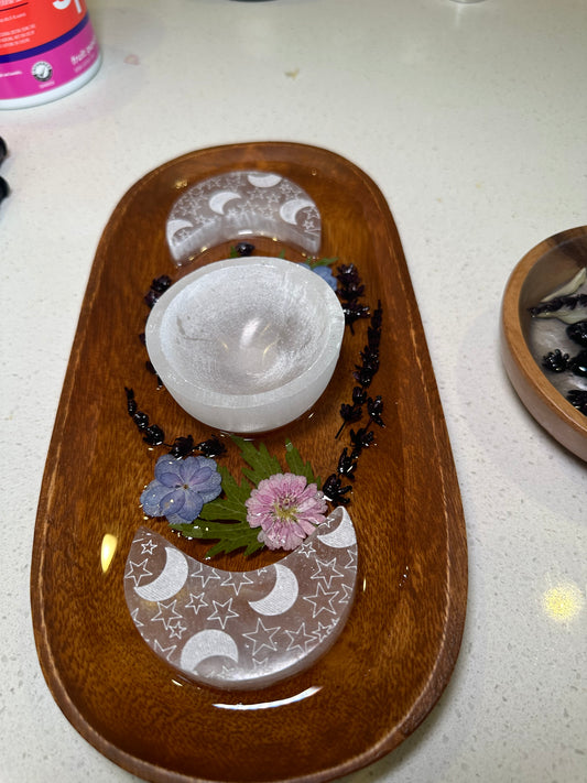 Selenite Moon charging tray