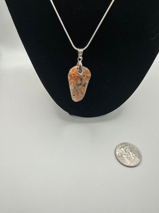 Sunstone pendant with chain