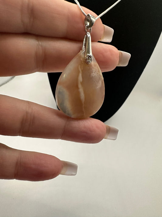 Quartz with golden healer pendant with sterling silver chain