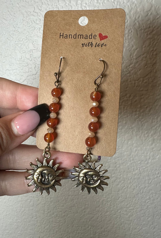 Carnelian sun earrings