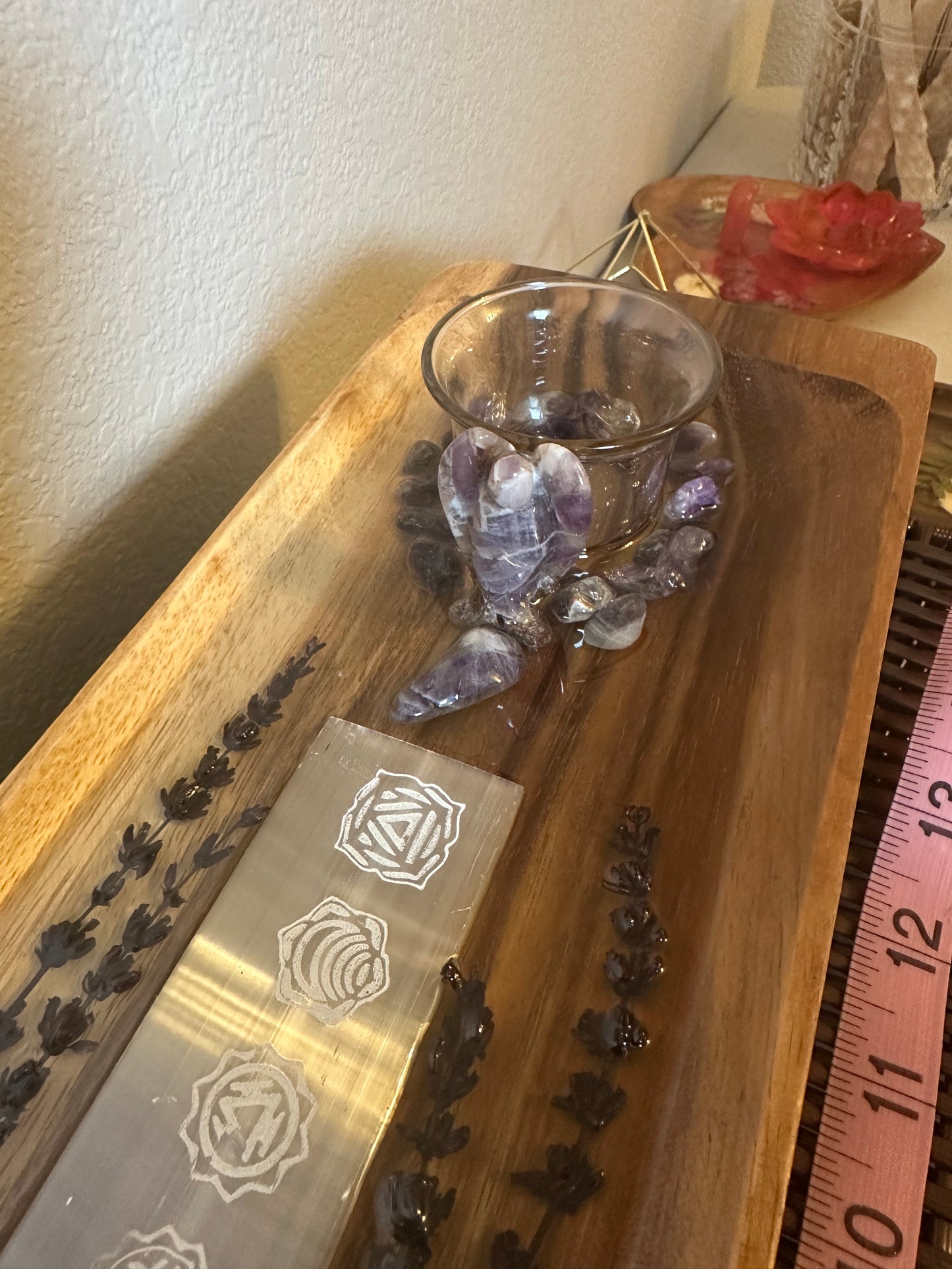 Selenite charging tray, incense and tea lite holder