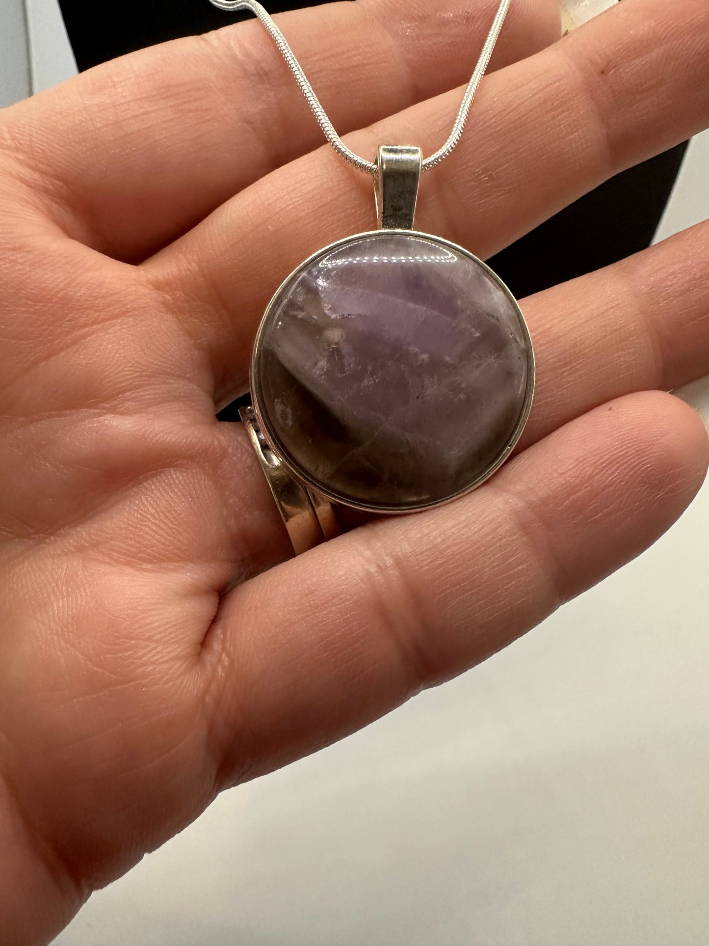 Amethyst pendant with sterling silver chain