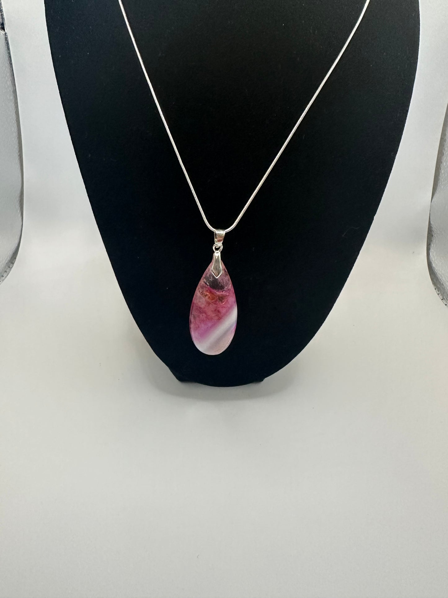 Banded agate pendant on a sterling silver chain