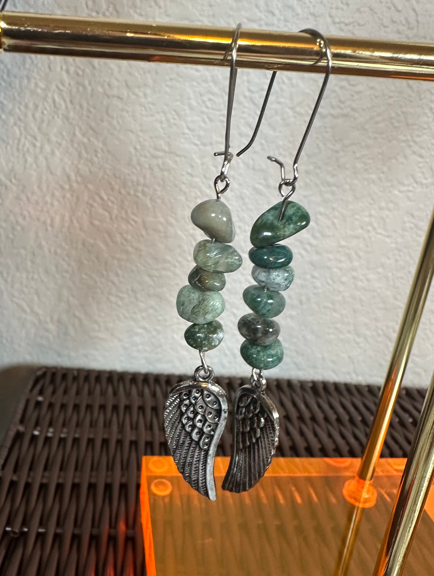 Moss agate earrings