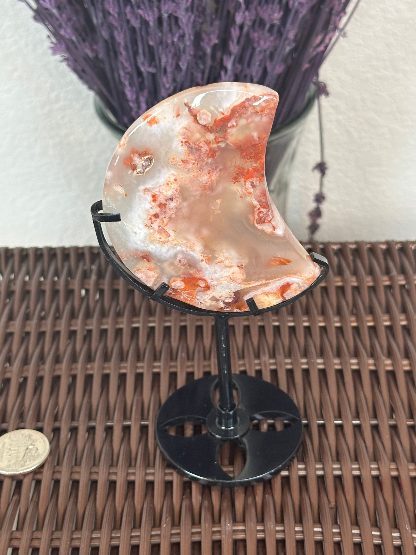 Carnelian and flower agate moon